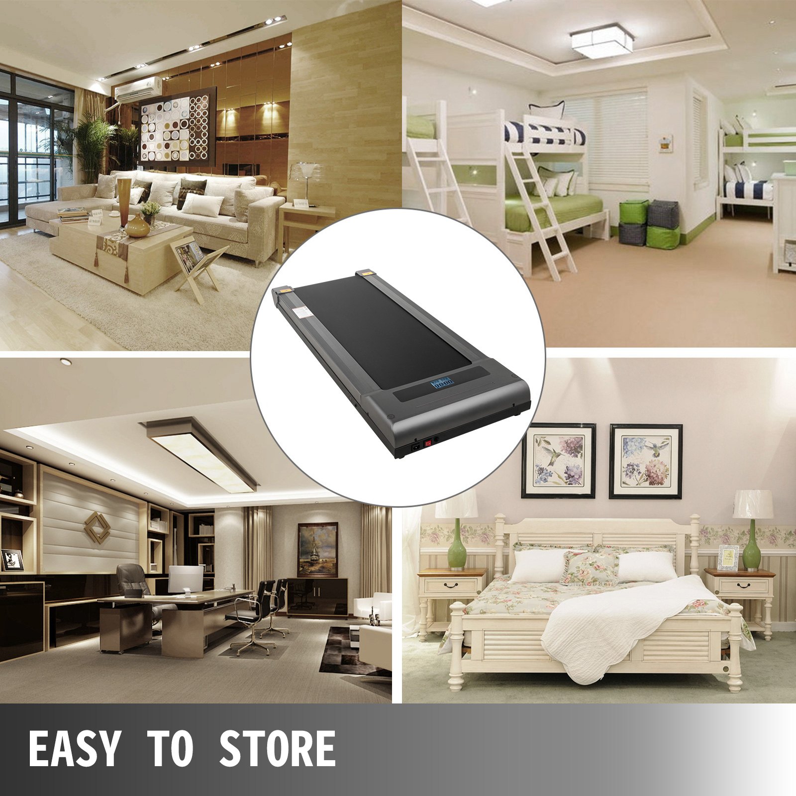 VEVOR Cinta de Correr Eléctrica sin Pasamanos Plegable, Cinta de Andar y Correr Eléctrica con Pantalla Digital LED, Cinta para Andar de Color Plata con Control Remoto, Capacidad hasta 100kg