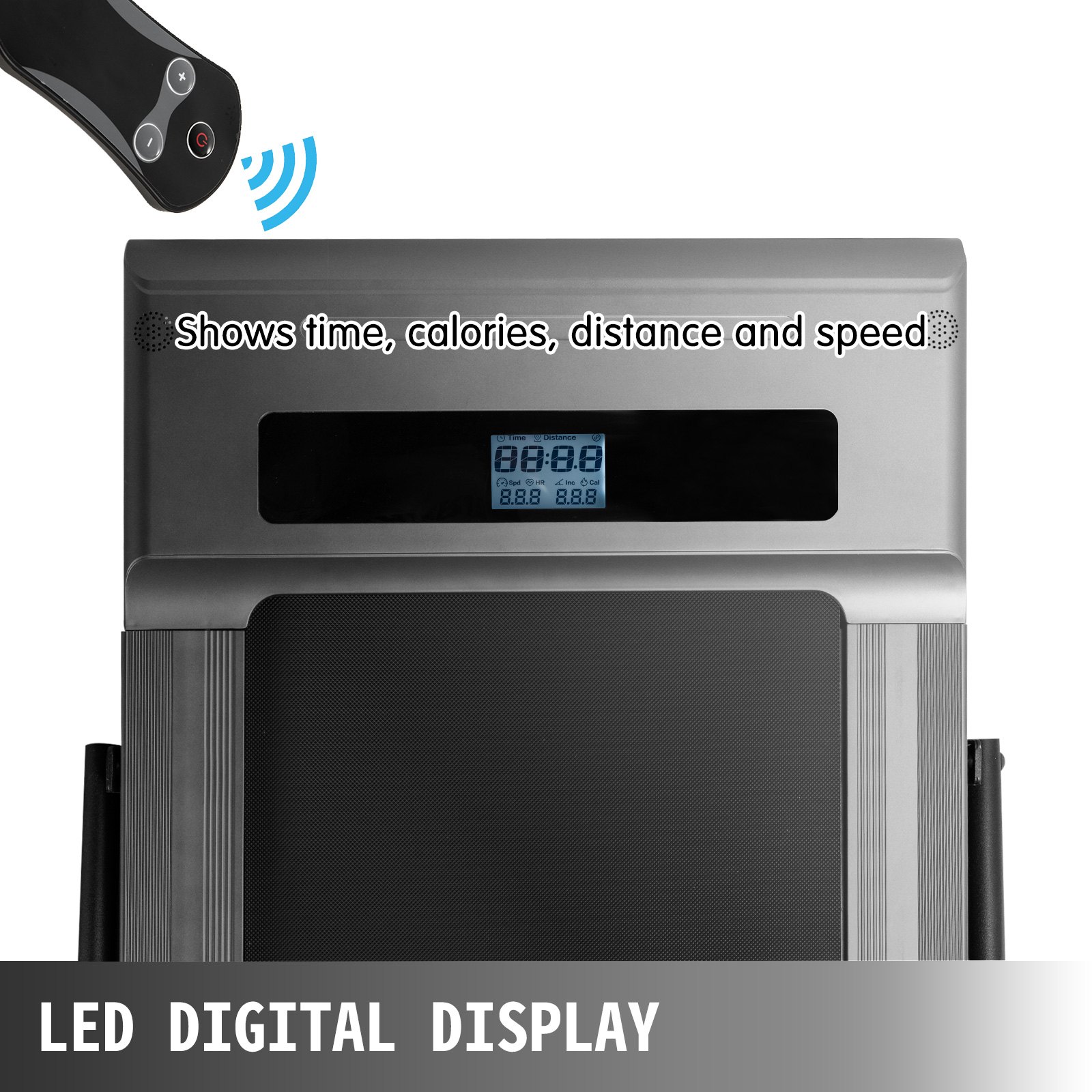 VEVOR Cinta de Correr Eléctrica con Pasamanos Plegable, Cinta de Andar y Correr Eléctrica con Pantalla Digital LED, Cinta para Andar de Color Plata con Control Remoto, Capacidad hasta 100kg