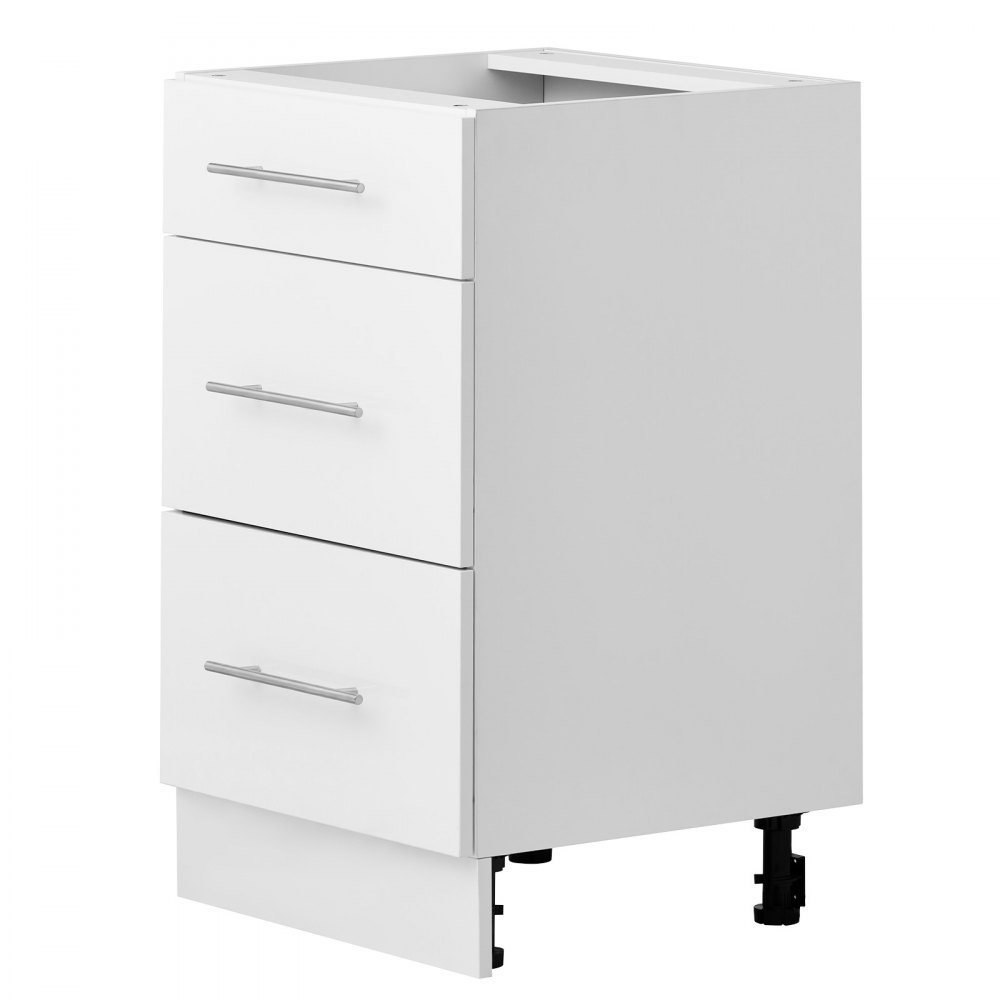 VEVOR Mueble Bajo de Cocina, Ancho de 50 cm, 3 Cajones, sin Montar, Herrajes de Cierre Suave, Cantos Reforzados, 500 x 475 x 815 mm (ancho x profundidad x alto), para Hogar, Oficina y Lavadero, Blanco