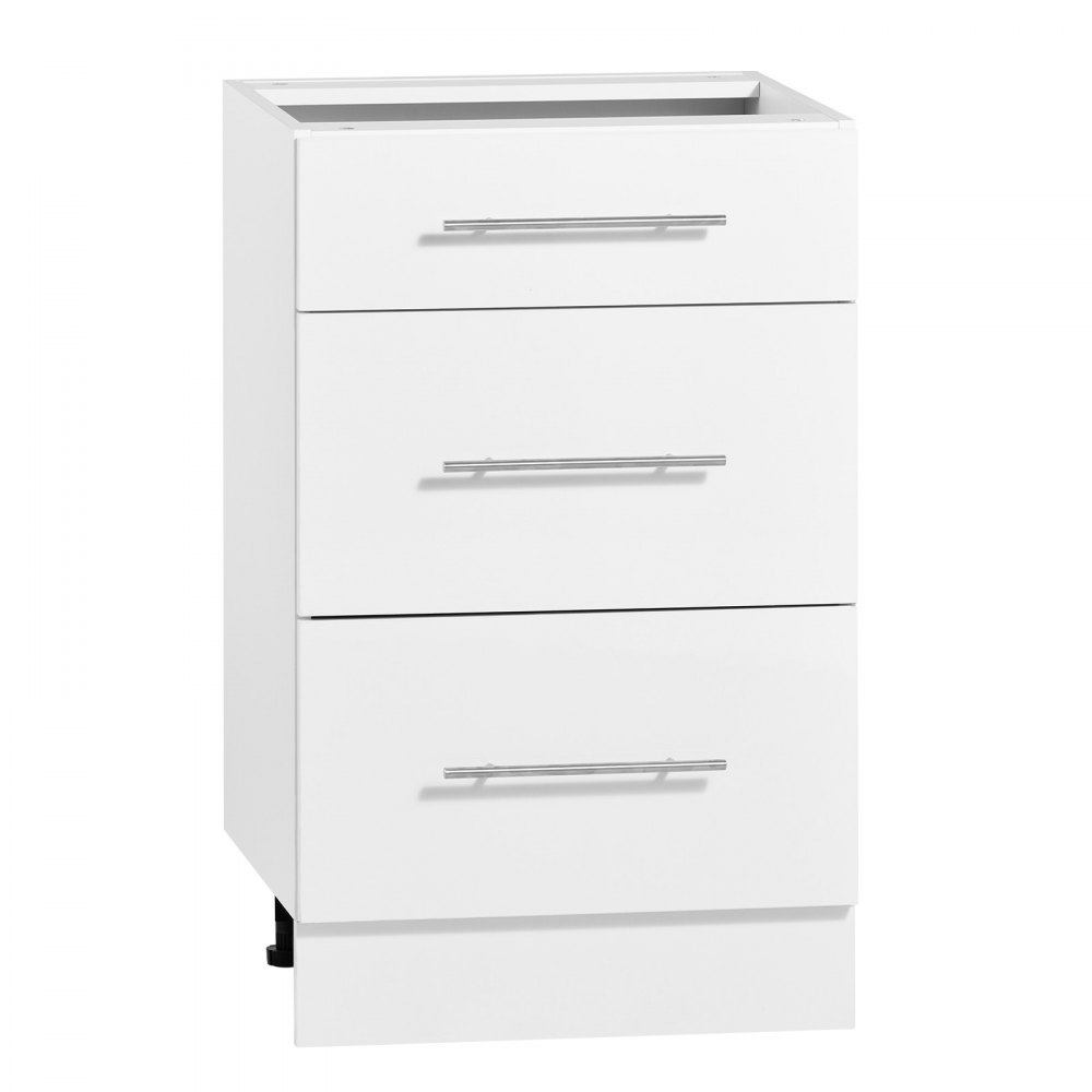 VEVOR Mueble Bajo de Cocina, Ancho de 50 cm, 3 Cajones, sin Montar, Herrajes de Cierre Suave, Cantos Reforzados, 500 x 475 x 815 mm (ancho x profundidad x alto), para Hogar, Oficina y Lavadero, Blanco