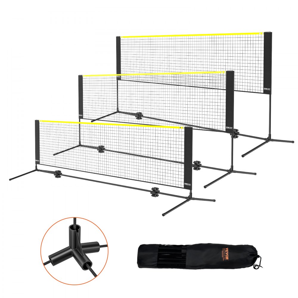 VEVOR Red de Bádminton, Red de Voleibol Ajustable en Altura, 302x155x103 cm, Juego de Red de Tenis Portátil con Postes, Soporte, Bolsa, Raquetas, Volantes de Nailon, Uso en Interior y Exterior