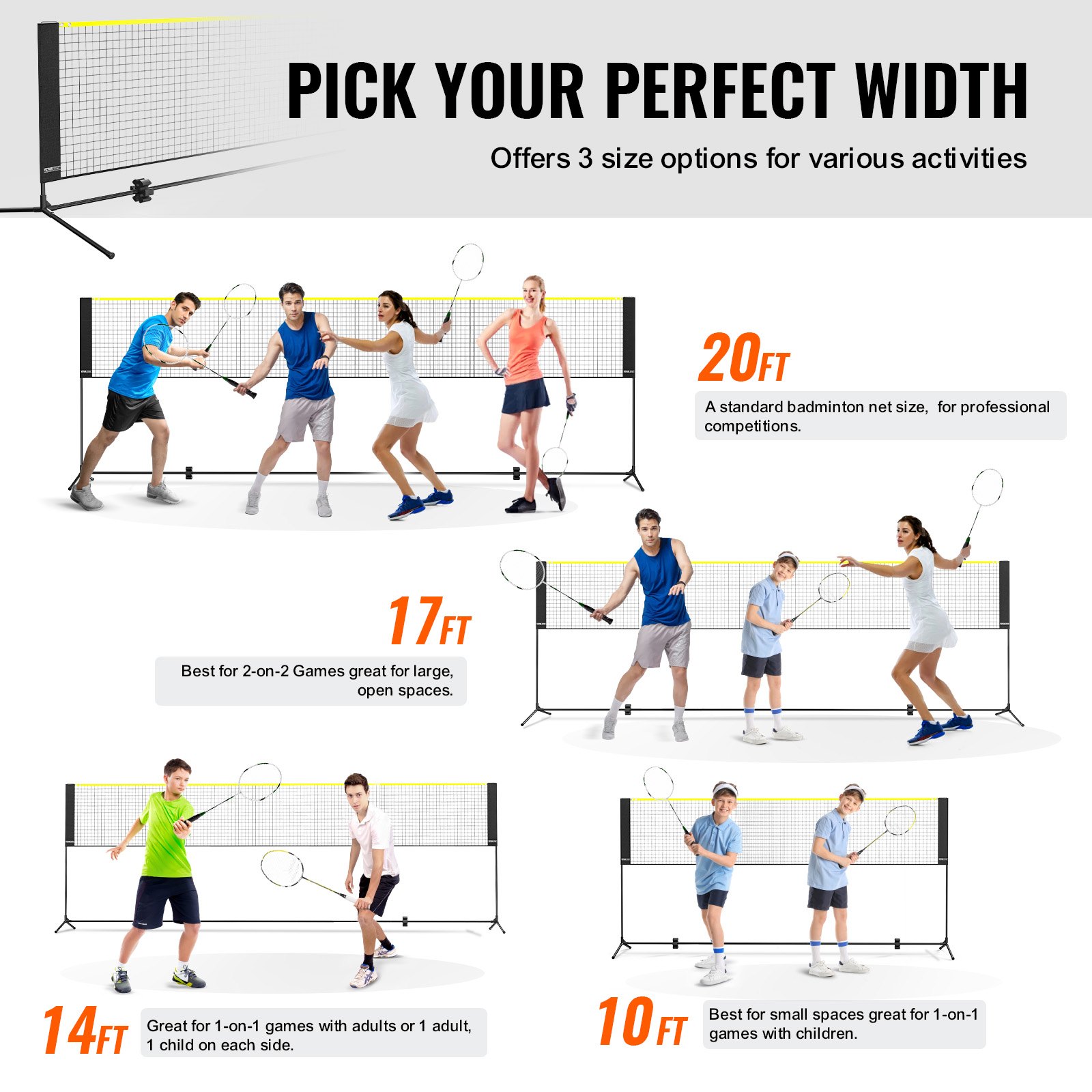 VEVOR 606cm Juego de Red de Bádminton de Tenis Voleibol Portátil al Aire Libre
