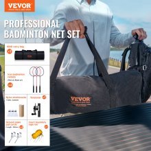 VEVOR Juego de Red de Bádminton, para Patio Trasero al Aire Libre, Equipo de Bádminton Portátil, para Adultos y Niños con Postes, Bolsa de Transporte, 4 Taquetas de Hierro y 3 Volantes de Nailon