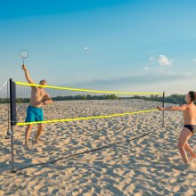 VEVOR Juego de Red de Bádminton, para Patio Trasero al Aire Libre, Equipo de Bádminton Portátil, para Adultos y Niños con Postes, Bolsa de Transporte, 4 Taquetas de Hierro y 3 Volantes de Nailon