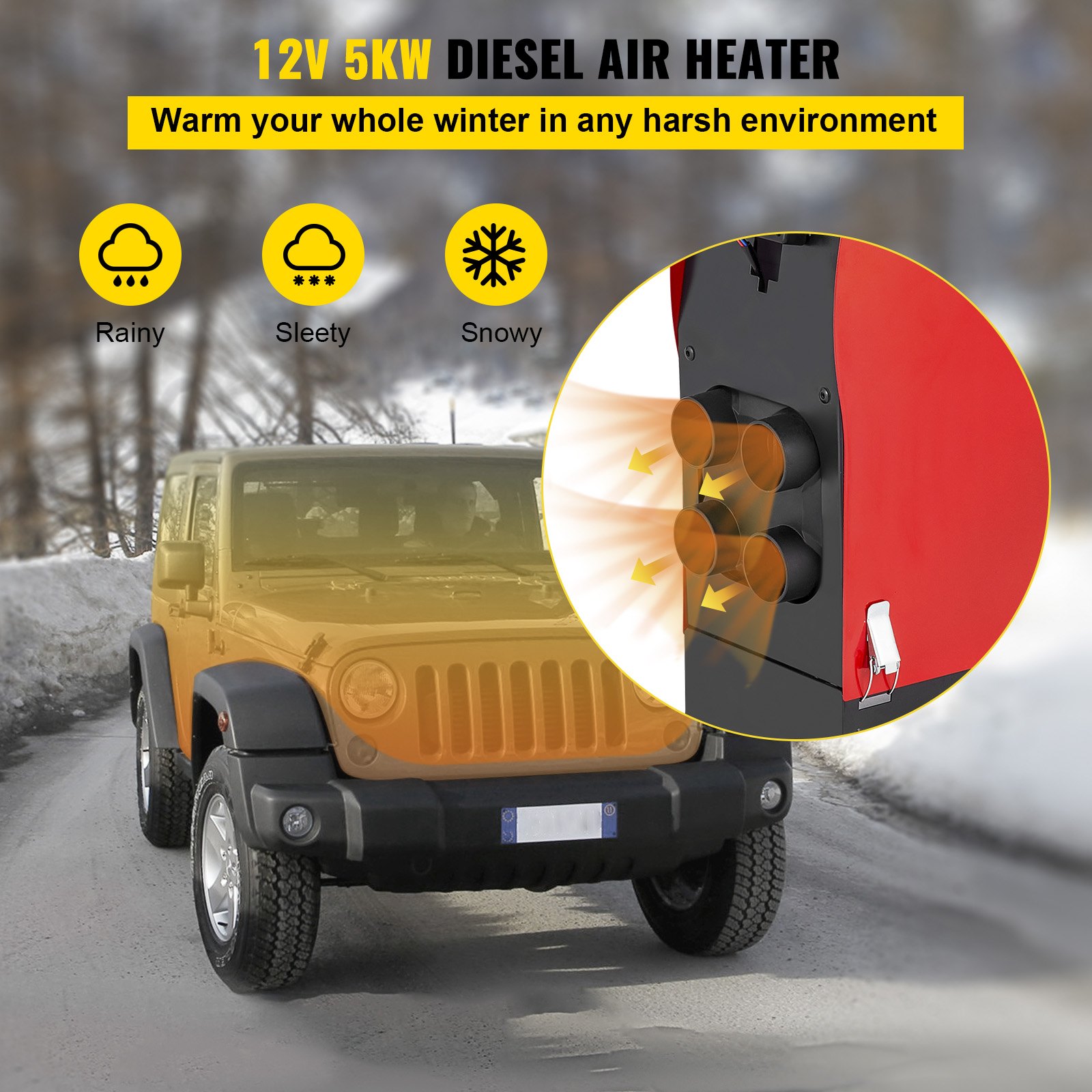 VEVOR Calentador Coche de Aire Diesel 12V 5KW Calentador de Combustible Calefacción Estacionaria Diesel Calentador Coche Diesel Aire Calentador