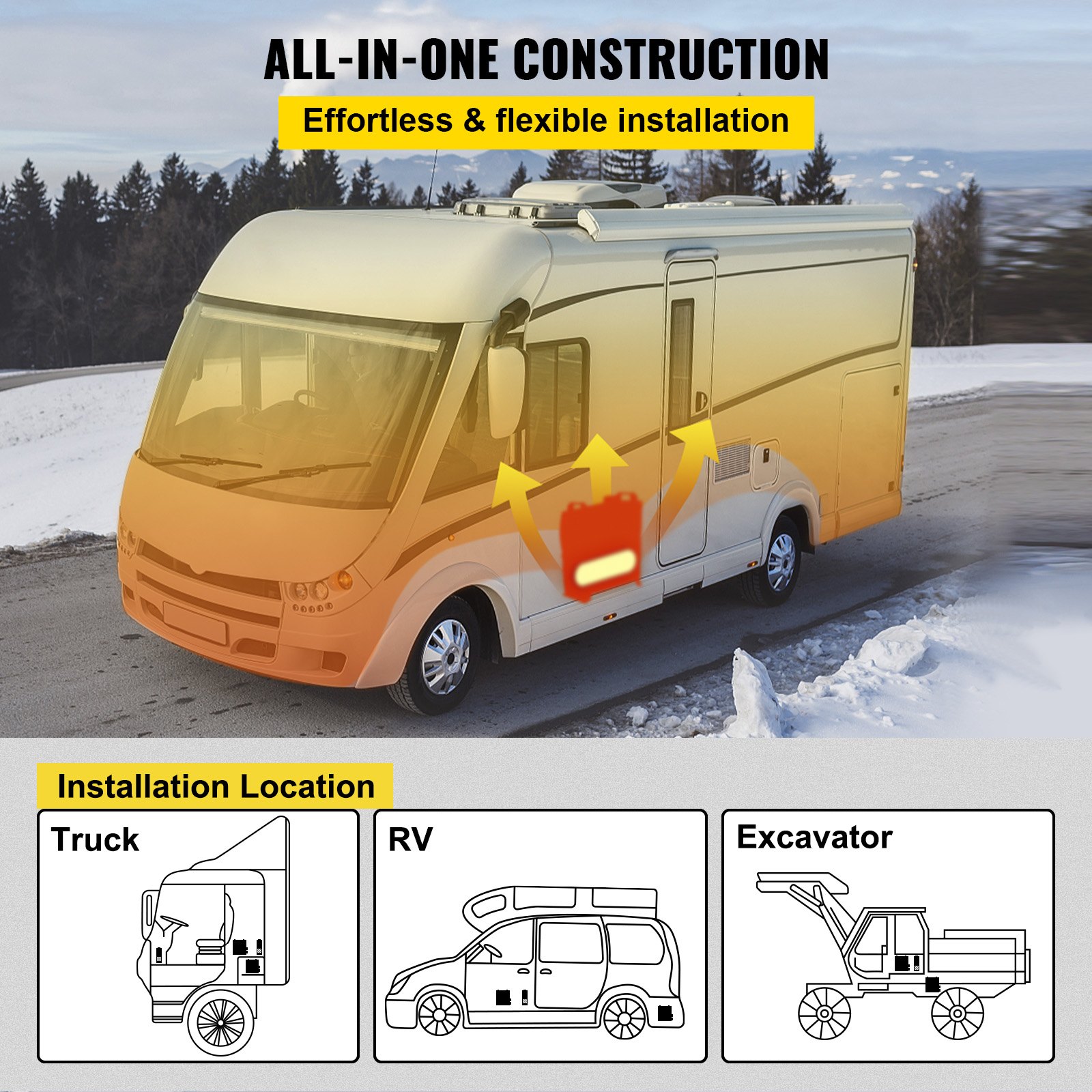 VEVOR Calentador Coche de Aire Diesel 12V 5KW Calentador de Combustible Calefacción Estacionaria Diesel Calentador Coche Diesel Aire Calentador