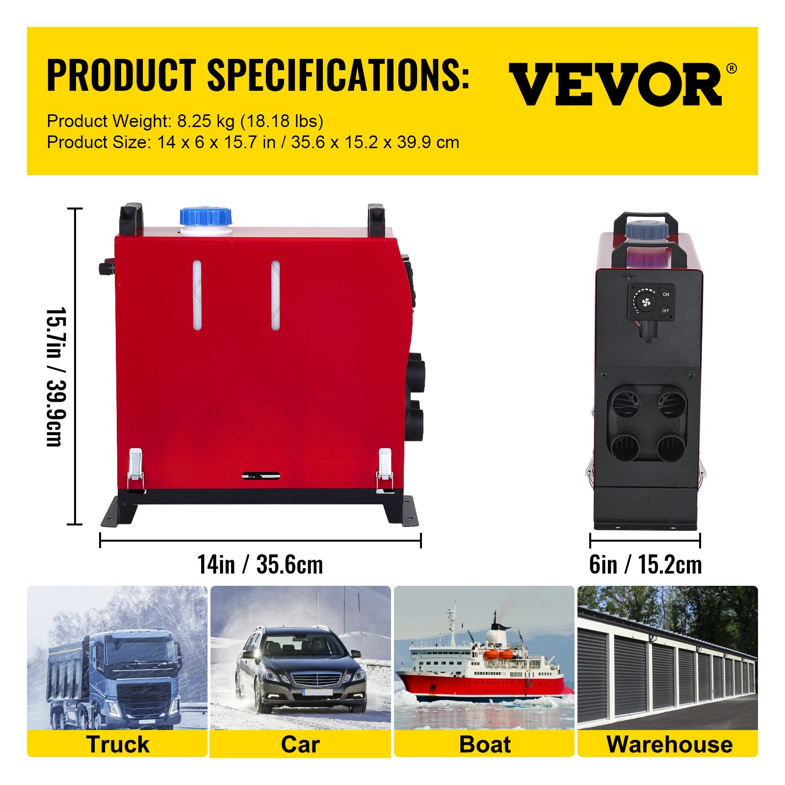 VEVOR Calentador Coche de Aire Diesel 12V 5KW Calentador de Combustible Calefacción Estacionaria Diesel Calentador Coche Diesel Aire Calentador