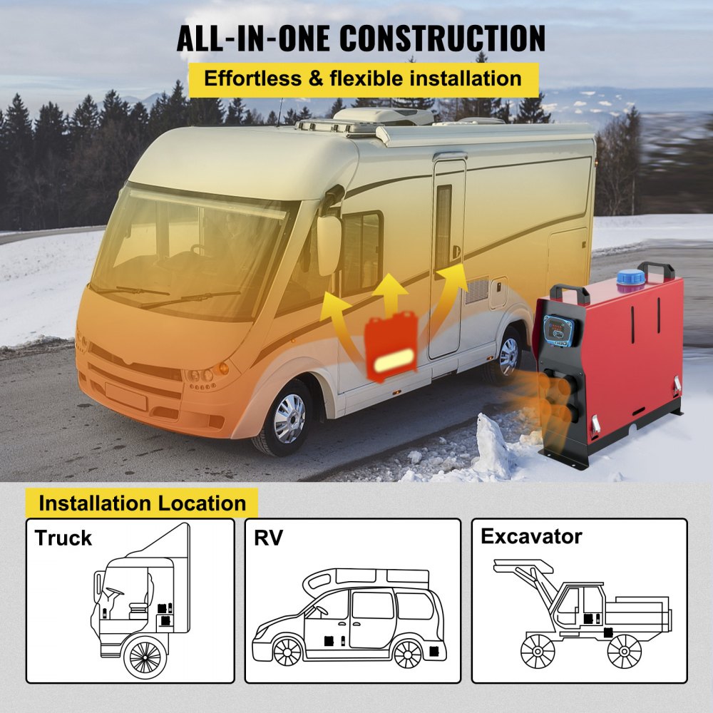 VEVOR Coche Calentador de Aire Diesel para Camiones Rv 12V 5KW (con Pantalla LCD)