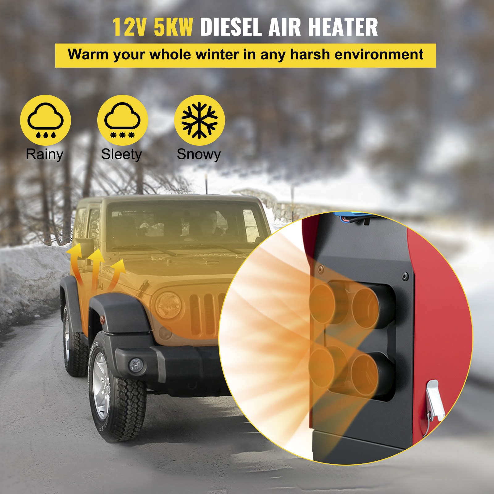 VEVOR Coche Calentador de Aire Diesel para Camiones Rv 12V 5KW (con Pantalla LCD)