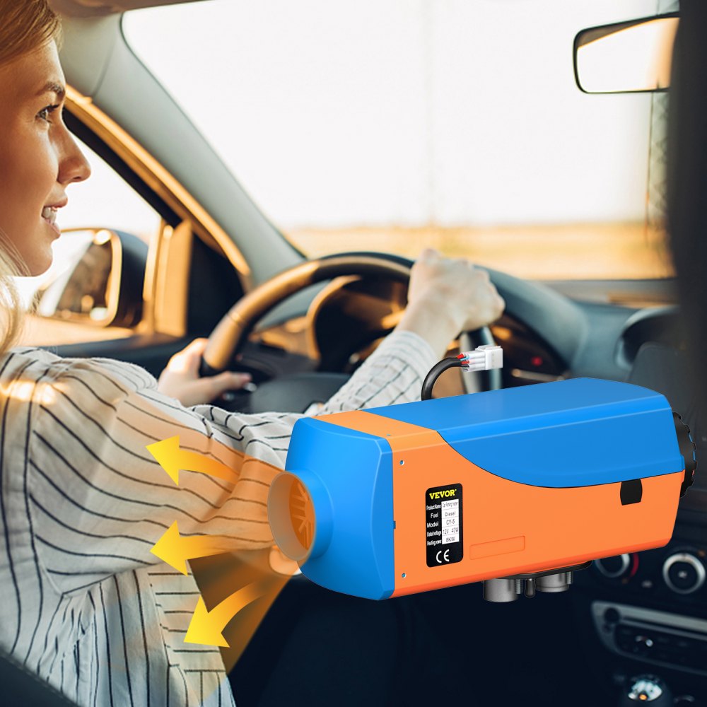 VEVOR Calentador Coche de Diesel 12V 8KW Calentador de Aire de Diesel de Alumnio con Interruptor Lcd para Barcos Autobús Naranja