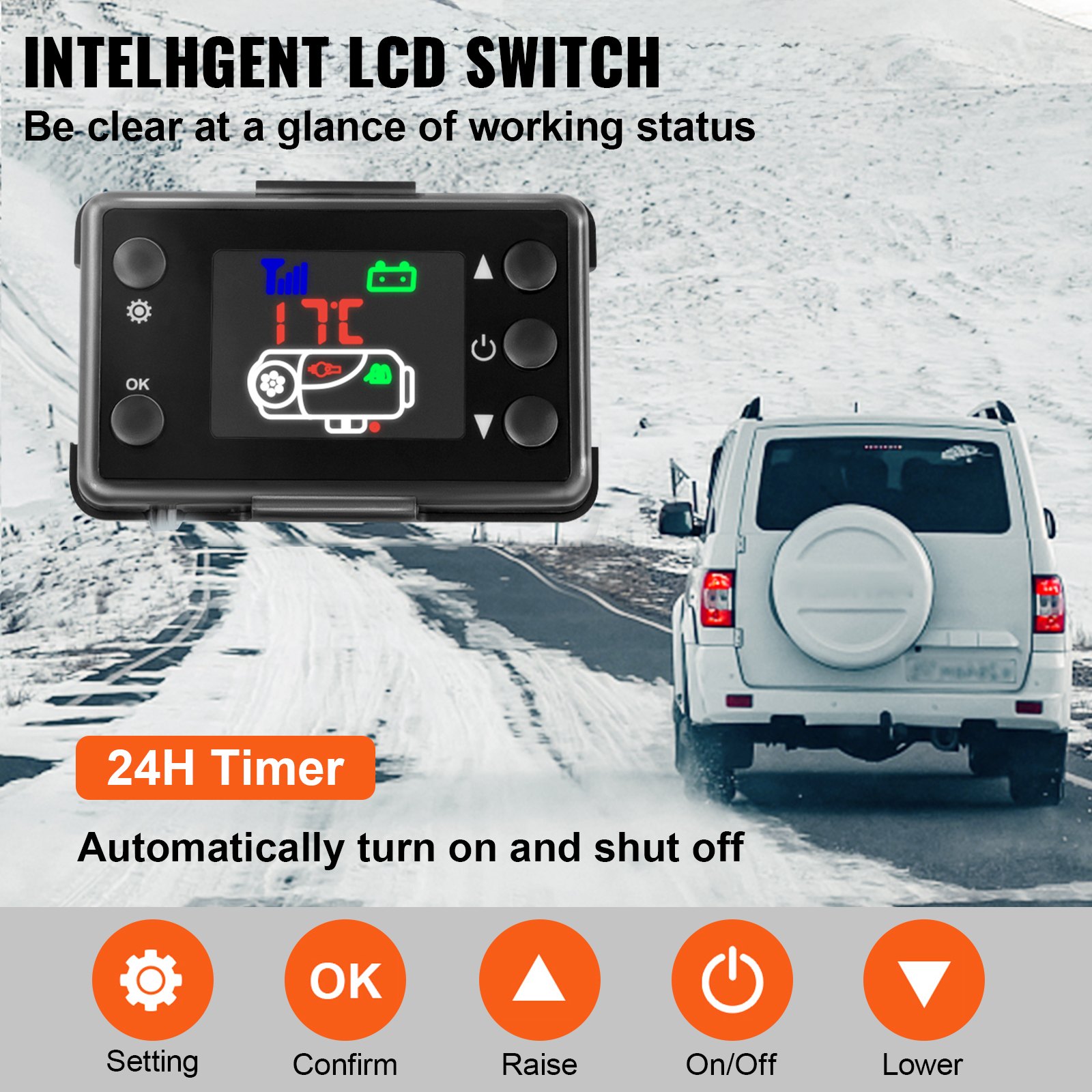 VEVOR Calentador de estacionamiento diésel, 8 kW 12 V, calentador de aire diésel, calentamiento rápido, calentador de estacionamiento, calentador de aluminio para coche, interruptor LCD