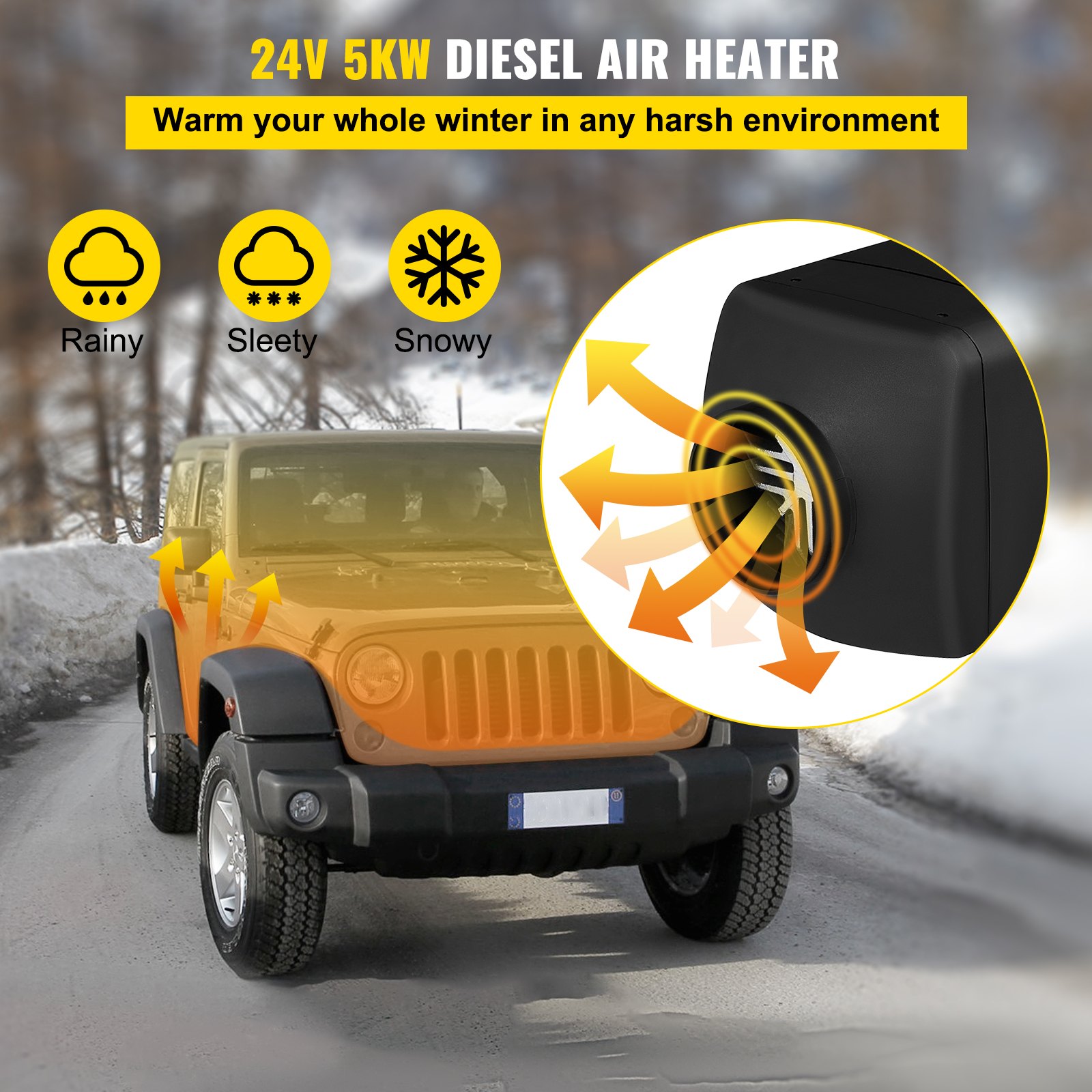 VEVOR Calentador Coche de Aire Diésel 5 kW Calefacción Estacionaria 24 V Diésel Portátil Calentador de Estacionamiento Diésel Calefacción Estática