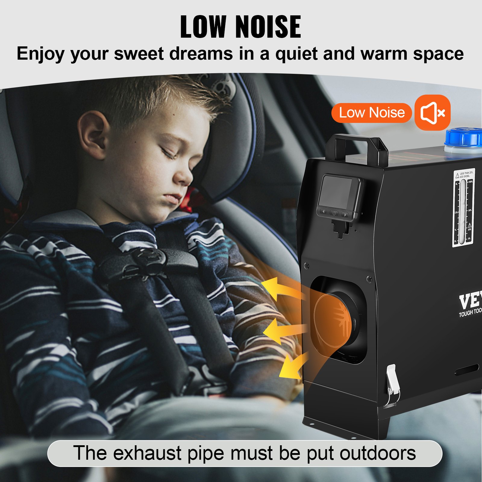 VEVOR 12V Diesel Car Fuel-Powered Parking Heater, 8 kW Diesel Parking Heater Air Diesel Heater, Air Diesel Heater for Car RV Truck Camper Bus with Remote Control, Black LCD Switch & 1 Air Outlet