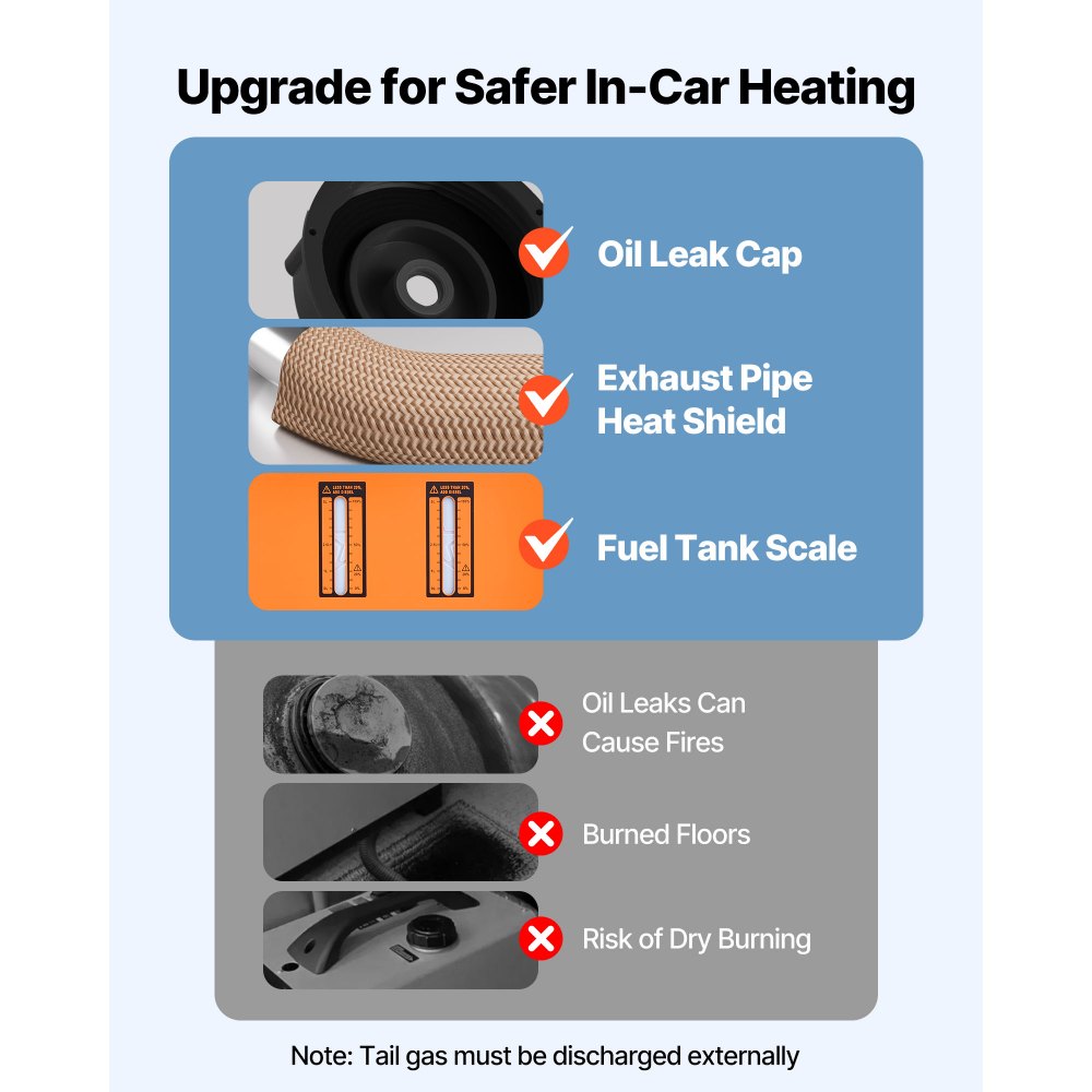 VEVOR Calentador de Aire Diésel 12-24V 8KW Consumo 0,18-0,36 L/h Calefacción Estacionaria 0-40 °C Ajustable con Control Remoto Pantalla LCD Tanque de 5 L para Camión, Barco, Furgoneta, Caravana