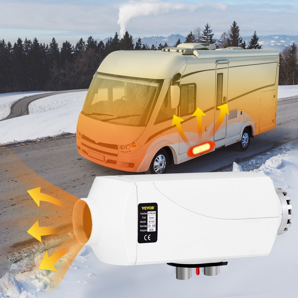 Calentador de Aire Diésel de 12V 5KW para el Remolque de Autocaravanas RV Barcos 5kW + Interruptor Digital