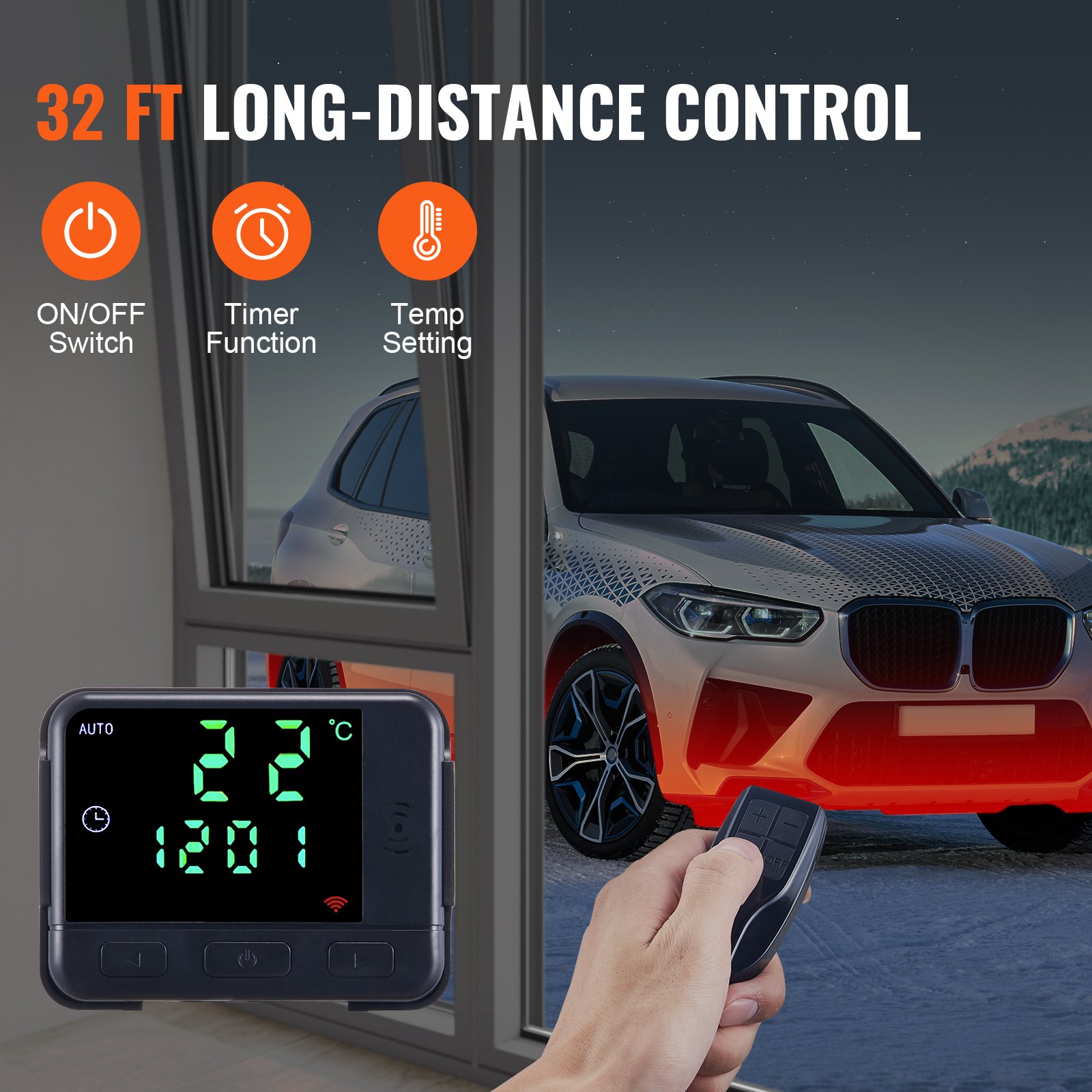 VEVOR Calentador Diesel 12&24V 2KW 0,12-0,26 L/h Calentador de Aire Diesel 8-36 °C Ajustable 10-15m² Control LCD Inteligente y Mando a Distancia Depósito de 10L para Interior de Autocaravana Camión Barco