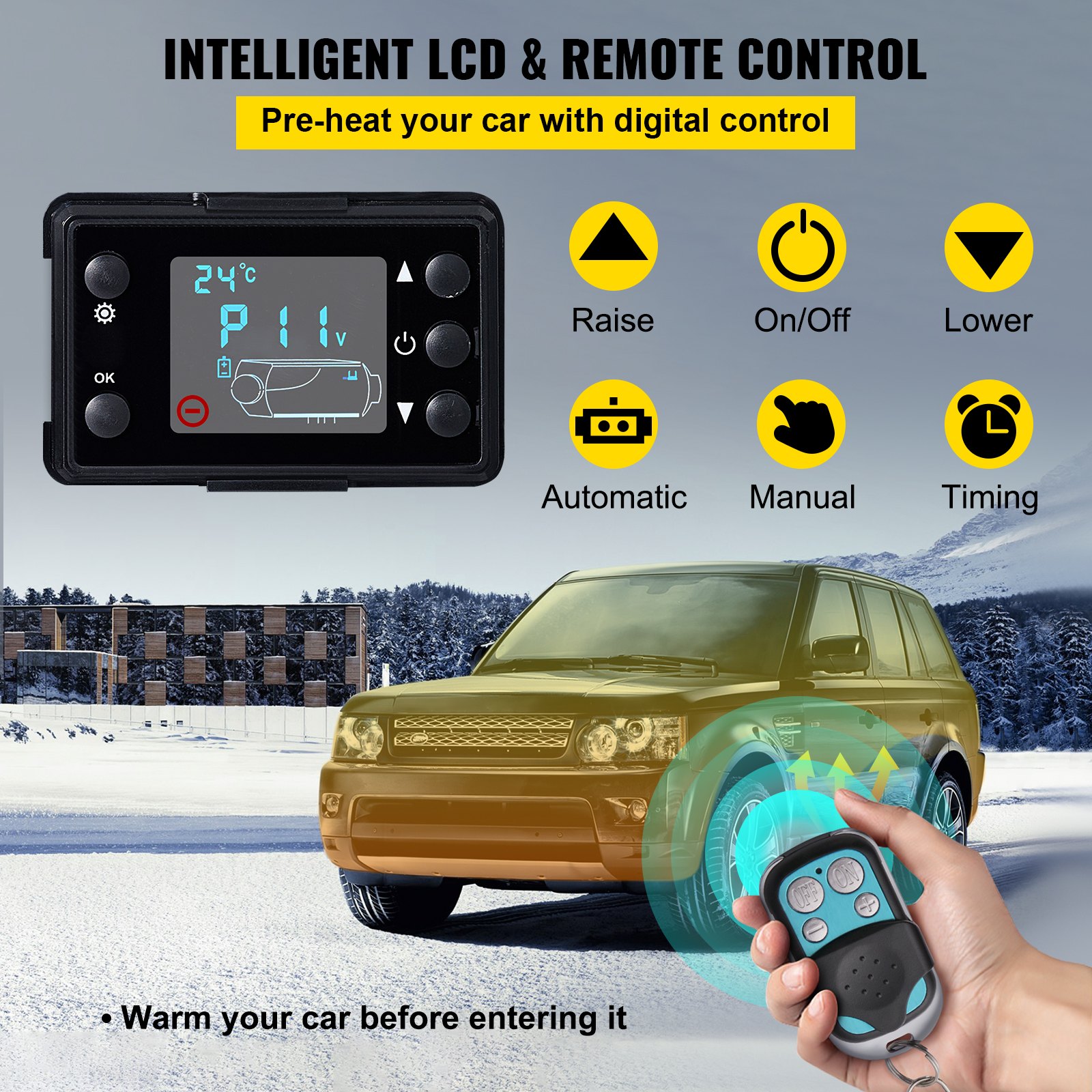 Calentador de aire diesel LCD termostato silencioso para camiones remolque de coches en barco