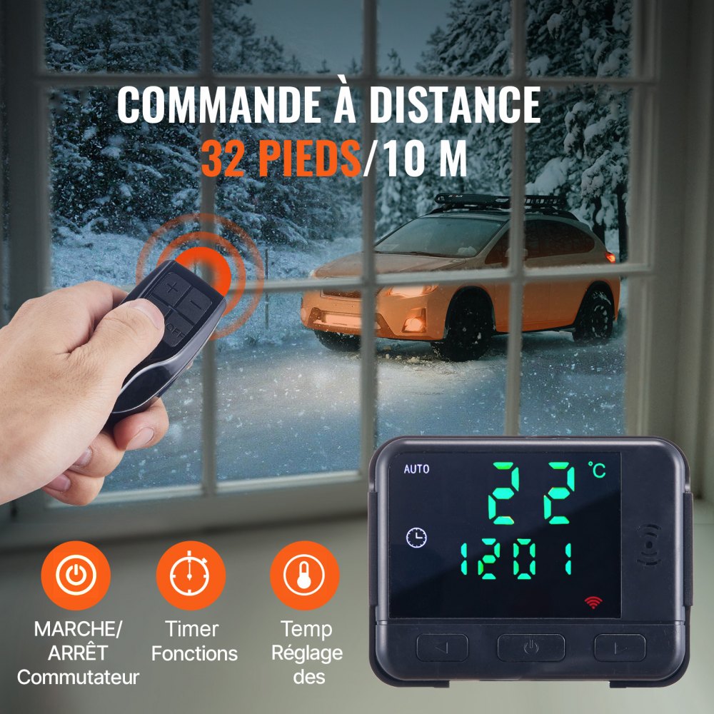 VEVOR Calentador Diésel Portátil Todo en Uno 12 V 5 kW 0,16-0,52 L/h Calentador de Aire Diésel 8~36°C Ajustable 15-20 m² Mando a Distancia LCD Inteligente Depósito de 5 L para Barco RV Auto Interior