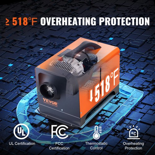 VEVOR Calentador Diésel Portátil Todo en Uno 12V 8kW Calentador de Aire Diésel 0,16-0,62 L/h 8~36 °C 20-25 m² Control LCD y Mando a Distancia Depósito de 5 L para Autocaravana Sin Instalación Interior