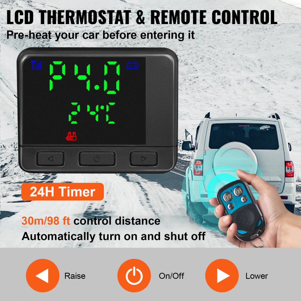 VEVOR Calentador de Aire Diésel, 8 kW Calefacción Estacionaria, 12 V Diésel Portátil, Calentador de Estacionamiento Diésel, Calefacción Estática Furgoneta, Diésel Calentador Coche, con Pantalla LCD