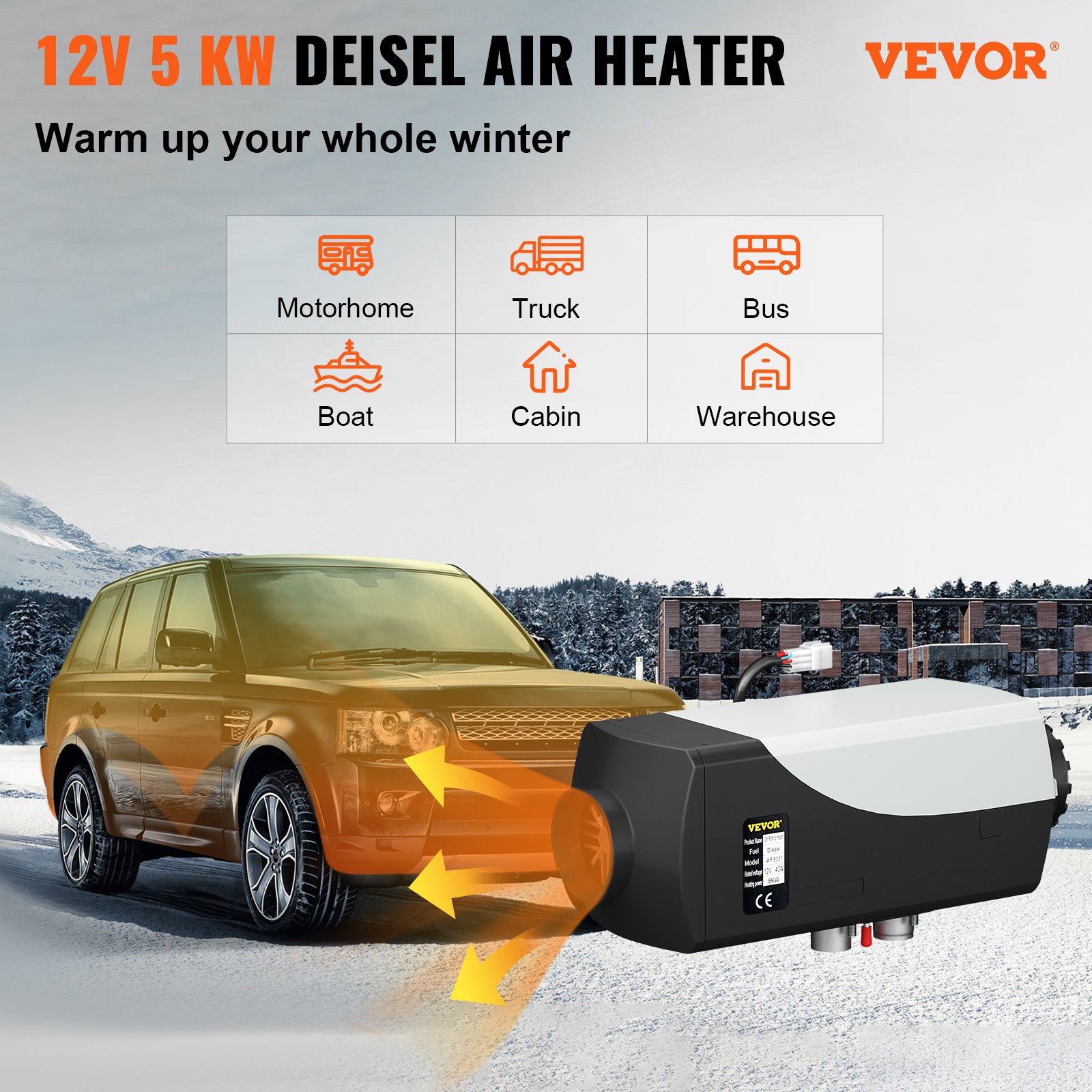 5kw 12v Calentador De Aire Diesel, Monitor Lcd Calefactor Camiones Bus Barcos