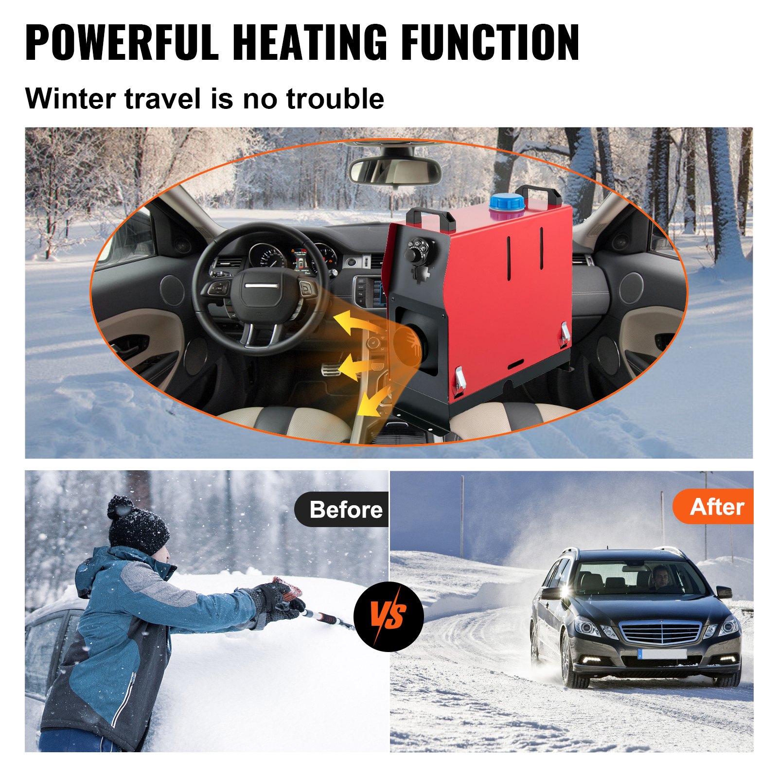 VEVOR Calentador Coche de Aire Diesel 12V 8KW con Interruptor en Forma de Pata y 1 Salida de Aire Equipo de calentamiento para automóviles Calefación