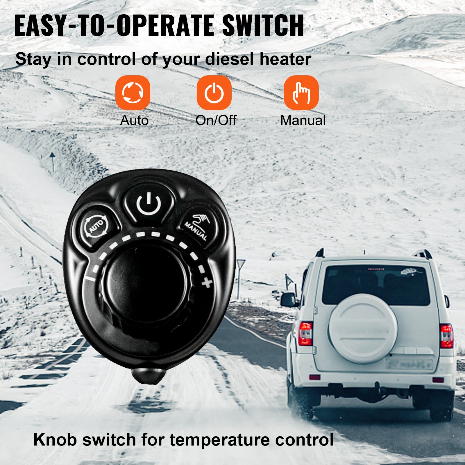 VEVOR Calentador Coche de Aire Diesel 12V 8KW con Interruptor en Forma de Pata y 1 Salida de Aire Equipo de calentamiento para automóviles Calefación