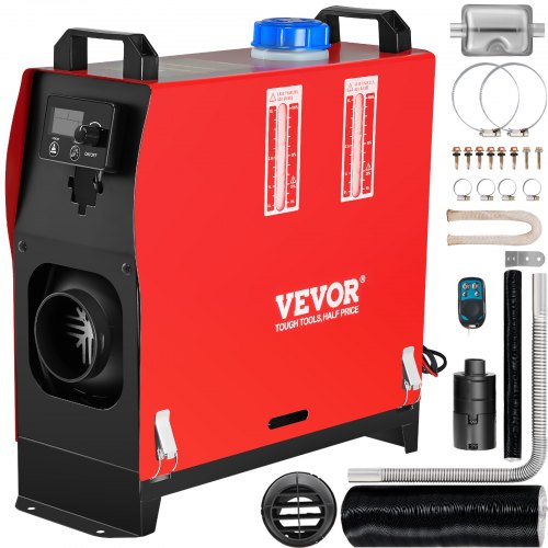 VEVOR Calentador Coche de Diesel 12V 8KW Calentador de Aire de Diesel de Alumnio con Interruptor Lcd y 1 Salida de Aire para Camión Furgonetas Rv