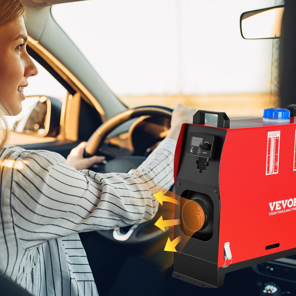 VEVOR Calentador Coche de Diesel 12V 8KW Calentador de Aire de Diesel de Alumnio con Interruptor Lcd y 1 Salida de Aire para Camión Furgonetas Rv