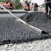 VEVOR Rastrillo de Paisaje, Rastrillo de Aleación de Aluminio con Cabezal de 36", Rastrillo de Malezas con Mango Largo de 75", para Aflojar la Tierra, Cuidado del Césped, Lago, Jardín, Estanque