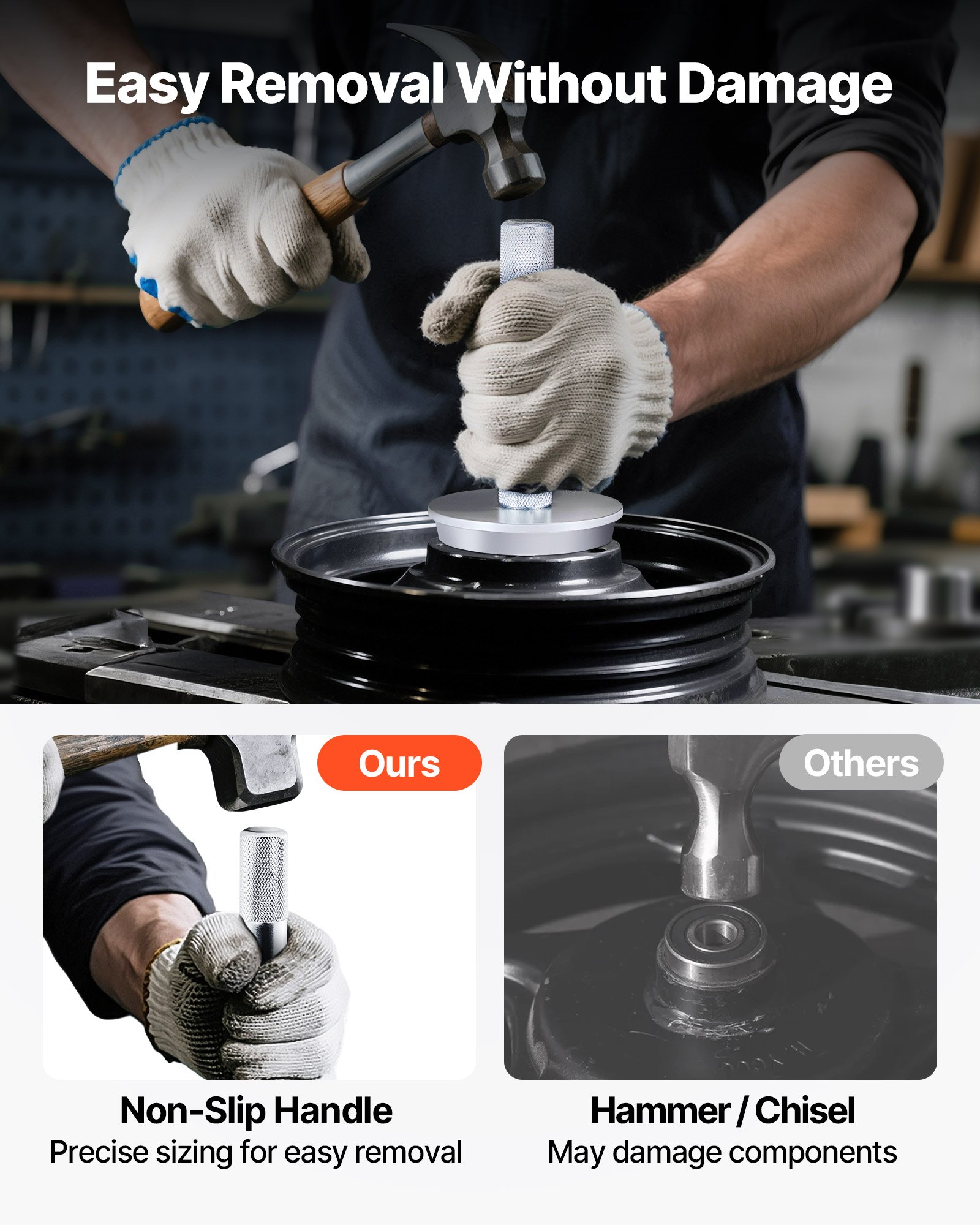 VEVOR Juego de Prensas para Cojinetes, 10 Piezas, incluye 9 Bujes y Mango, para Desmontar e Instalar Cojinetes, Fabricado en Aleación de Aluminio y con Estuche, para Aficionados al Bricolaje