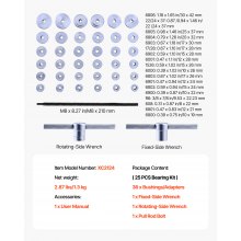 VEVOR Juego de Prensas para Cojinetes 25 uds, con Bujes y Llaves, para Extracción e Instalación, de Aleación de Aluminio con Estuche, para Mecánicos de Automóviles y Aficionados al Bricolaje