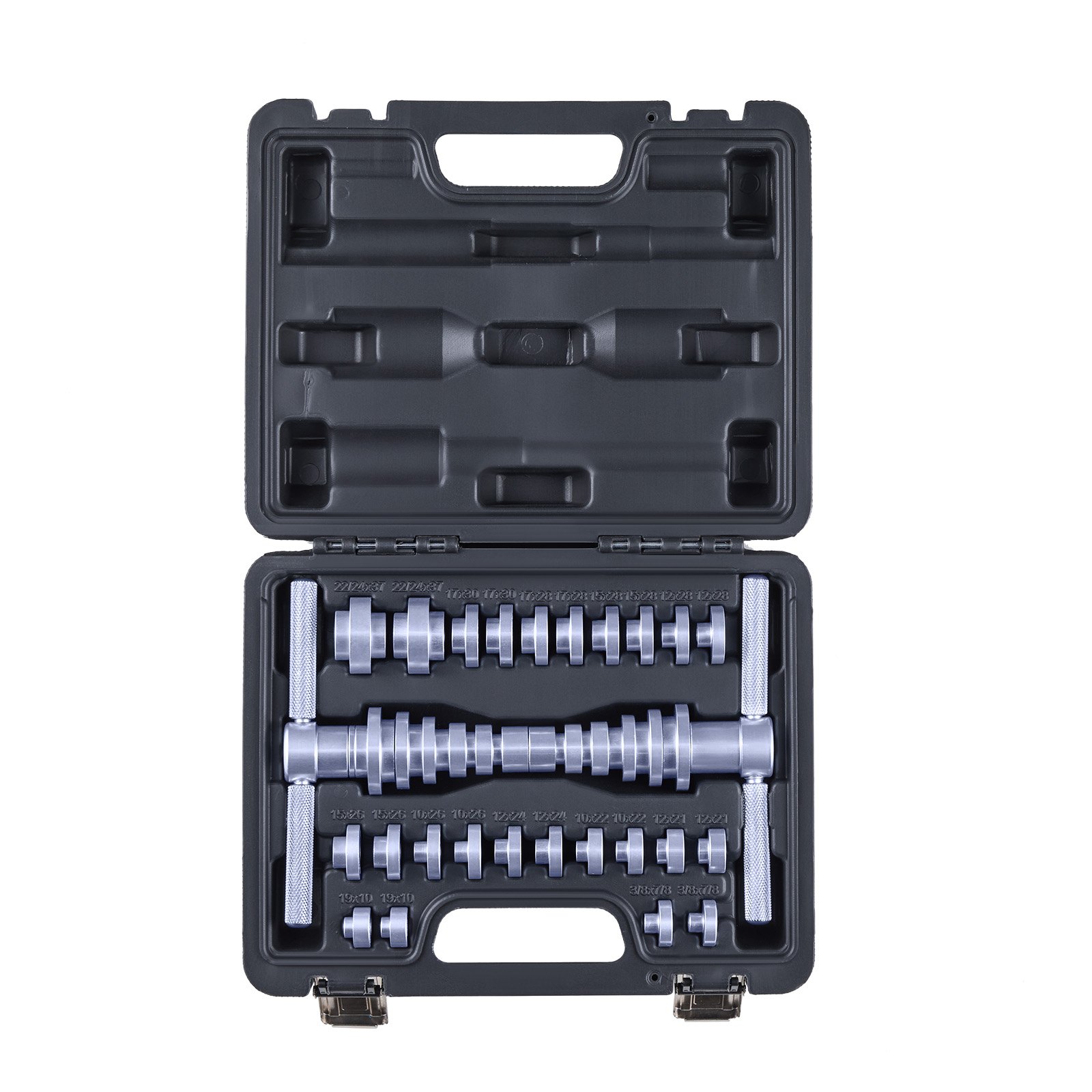 VEVOR Juego de Prensas para Cojinetes 25 uds, con Bujes y Llaves, para Extracción e Instalación, de Aleación de Aluminio con Estuche, para Mecánicos de Automóviles y Aficionados al Bricolaje