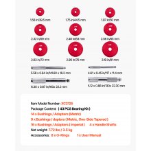 VEVOR Juego de Prensa de Cojinetes, Incluye 39 Bujes y Ejes de Agarre, para Desmontar e Instalar Cojinetes, Fabricado en Aleación de Aluminio con Estuche, 43 uds, para Mecánicos de Automóviles