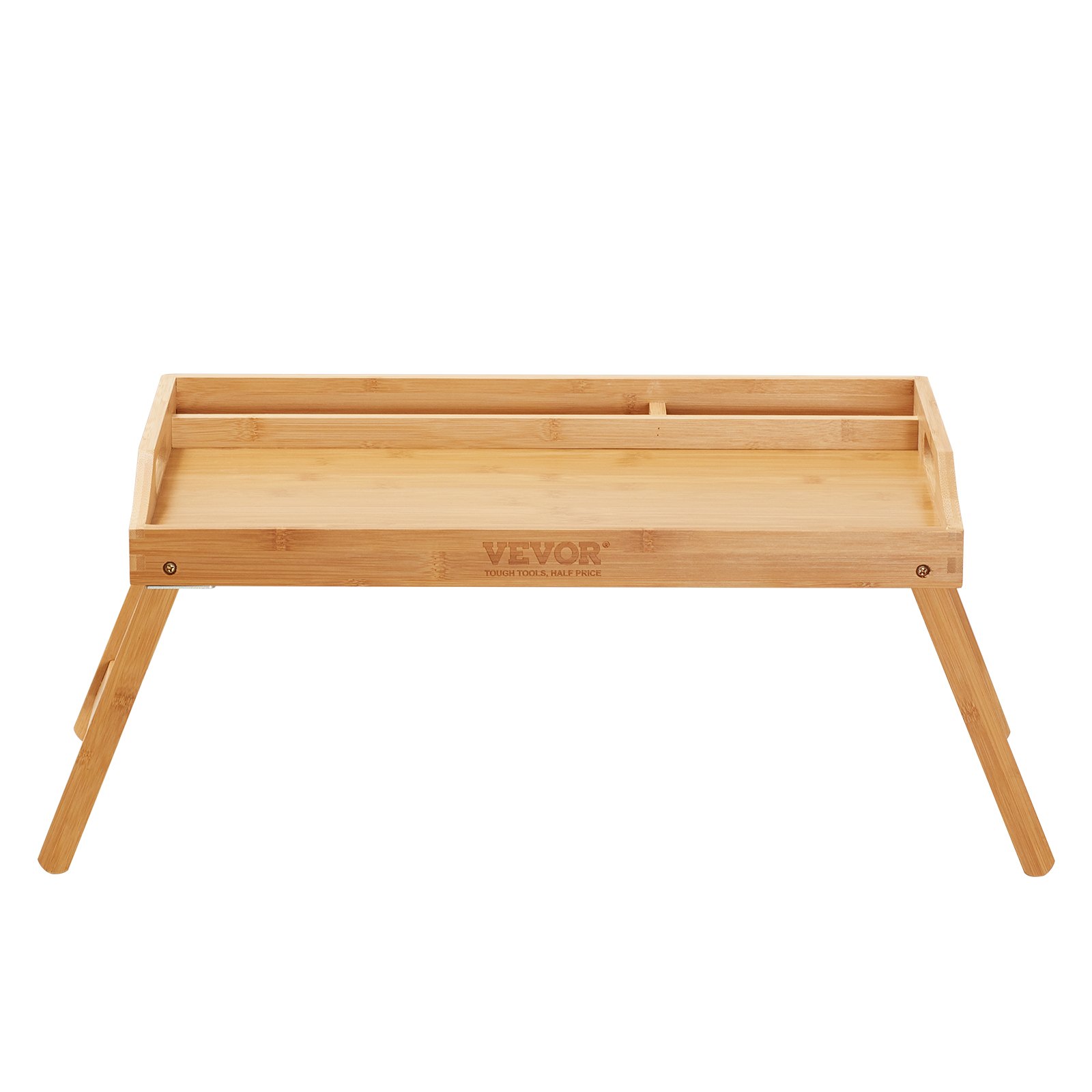 VEVOR Bandeja de bambú para cama Mesa para servir desayuno Escritorio para computadora portátil con patas plegables