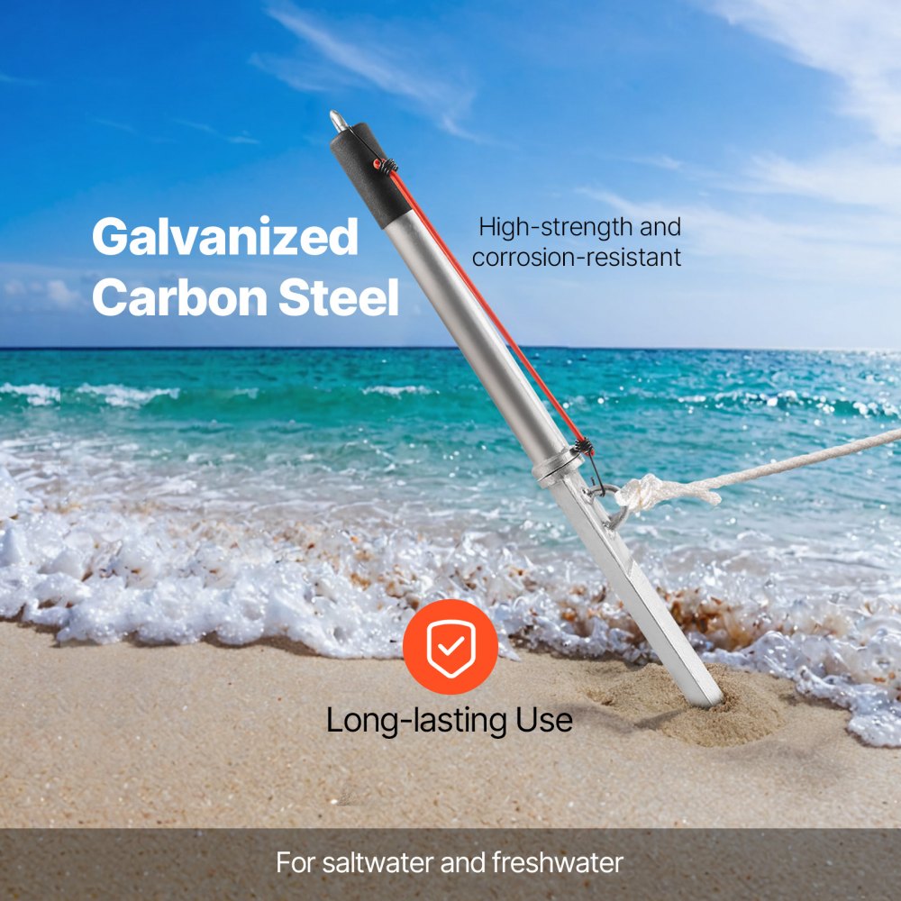 VEVOR Anclaje Deslizante para Barcos de Arena con Punta, de Acero al Carbono Galvanizado, para Playa en Aguas Poco Profundas, para Asegurar Motos Acuáticas y Pontones en Playas y Bancos de Arena