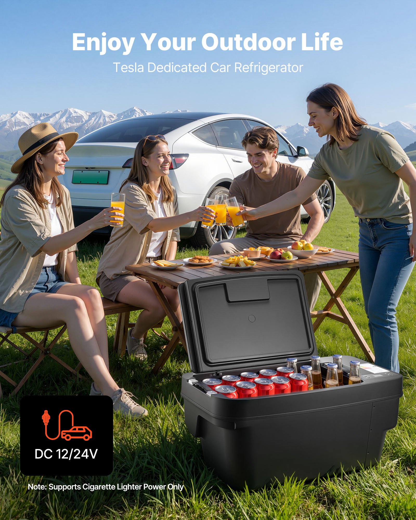 VEVOR Nevera Portátil para Coche 30 L con Compresor, Congelador Eléctrico para Coche Temperatura Ajustable de -22 a 10 °C, 12/24 V CC, Refrigerador para Automóvil Compatible para Tesla Model Y