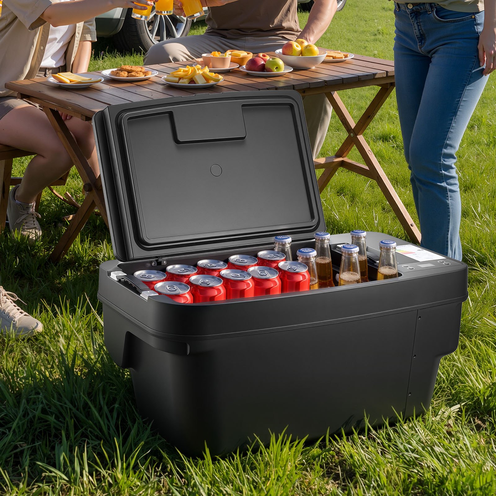 VEVOR Nevera Portátil para Coche 30 L con Compresor, Congelador Eléctrico para Coche Temperatura Ajustable de -22 a 10 °C, 12/24 V CC, Refrigerador para Automóvil Compatible para Tesla Model Y