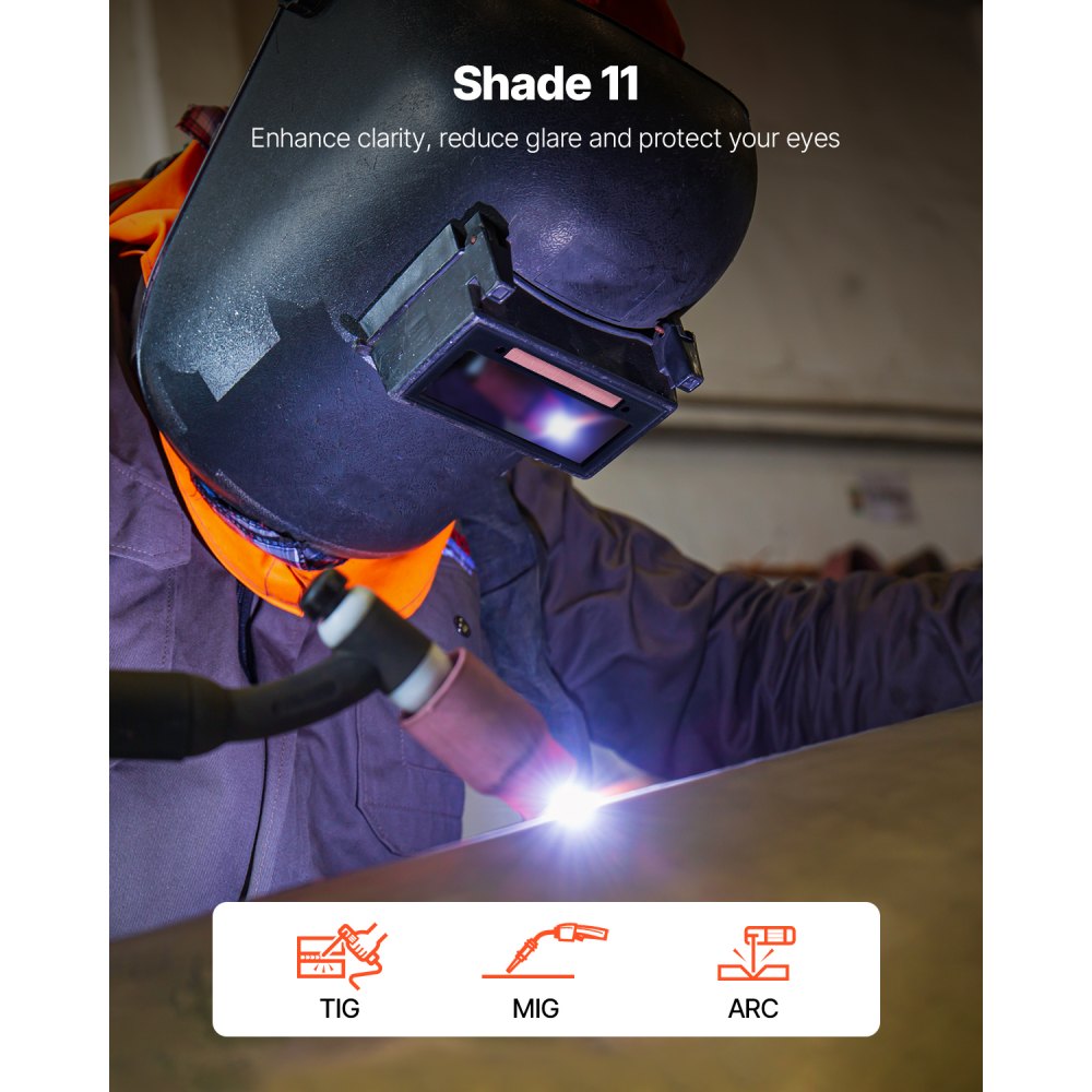 VEVOR Lente de Soldadura de Oscurecimiento Automático de 108 x 51 mm, Tono 11, Color Verdadero, con Sensores de Arco Dobles, Compatible con la Mayoría de Cascos de Soldadura para TIG, MIG, ARC