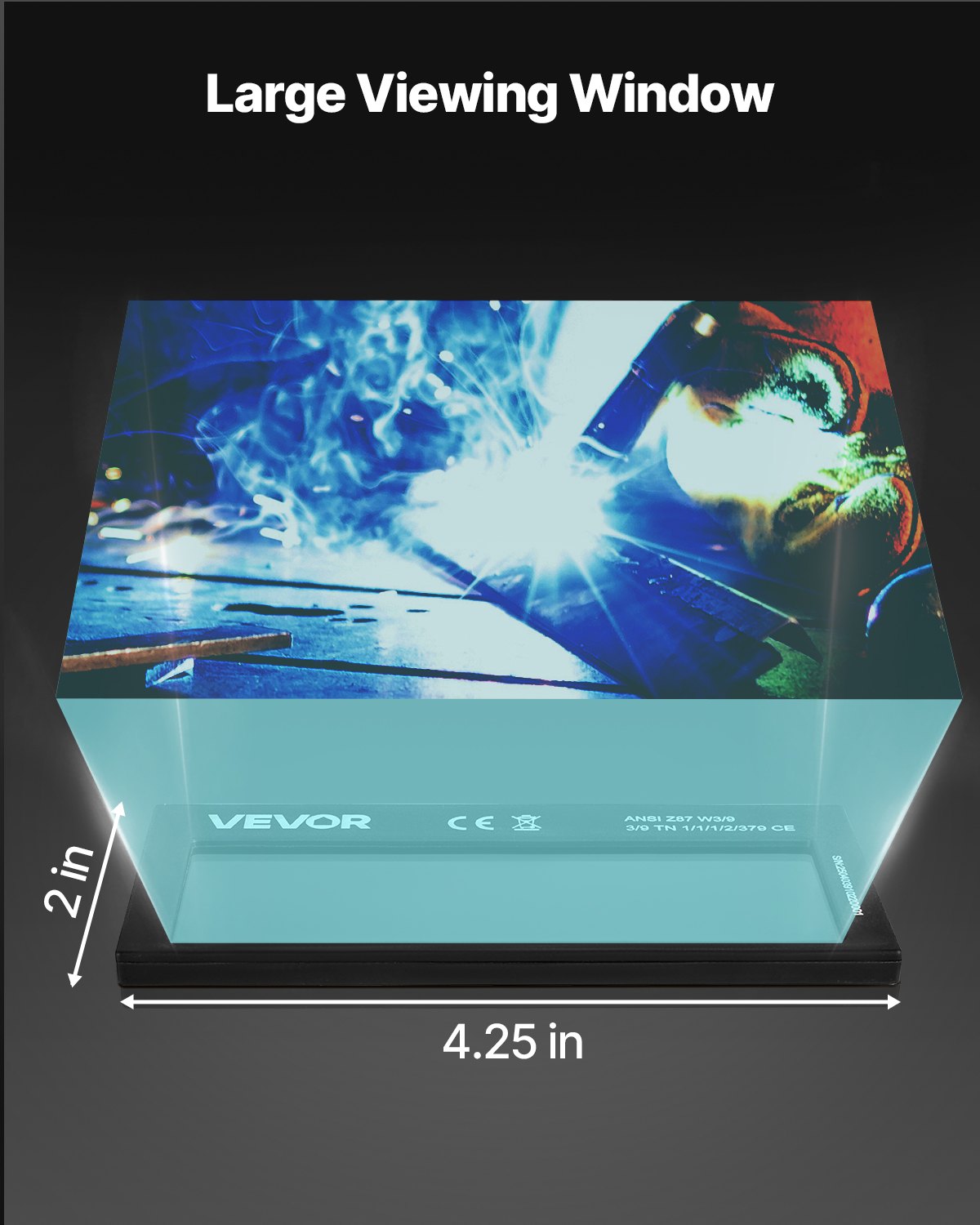 VEVOR Lente de Soldadura de Oscurecimiento Automático de 108 x 51 mm, Tono 11, Color Verdadero, con Sensores de Arco Dobles, Compatible con la Mayoría de Cascos de Soldadura para TIG, MIG, ARC