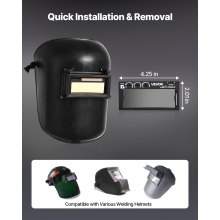 VEVOR Lente de Soldadura de Oscurecimiento Automático de 108 x 51 mm, Tono 5-13 Ajustable, Color Verdadero, con Sensores de Arco Dobles, para la Mayoría de Cascos de Soldadura para TIG, MIG, ARC