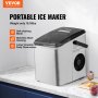 VEVOR Maquina De Hielo Fabricador de Hielo Portátil 12 kg/24 horas 9 Cubitos de Hielo en 7 Minutos Fabricador de Hielo de Calidad Alimentaria