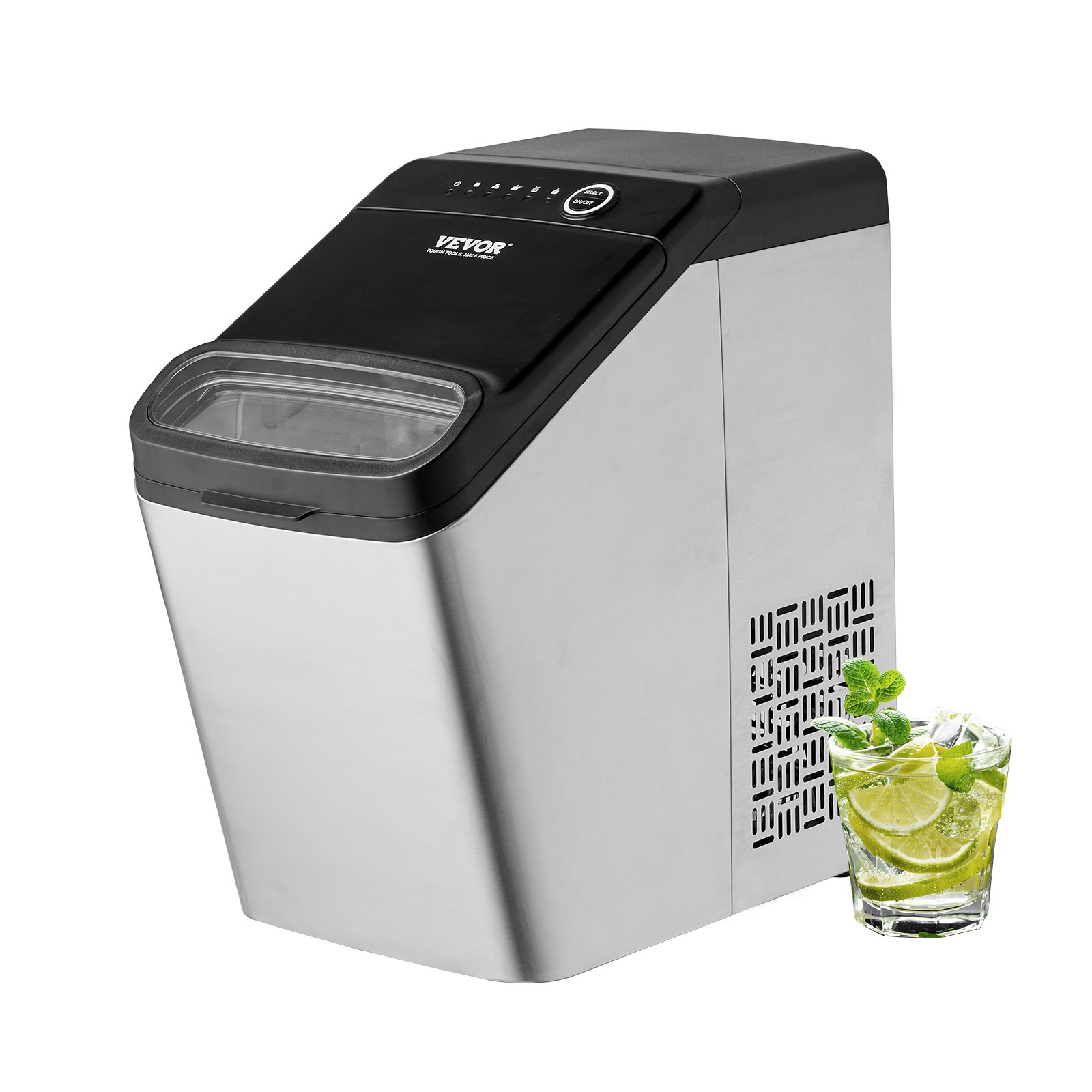 VEVOR Maquina De Hielo Fabricador de Hielo Portátil para Encimera 15kg/24h 9 Cubitos de Hielo en 7 Minutos Fabricador de Hielo de Calidad Alimentaria