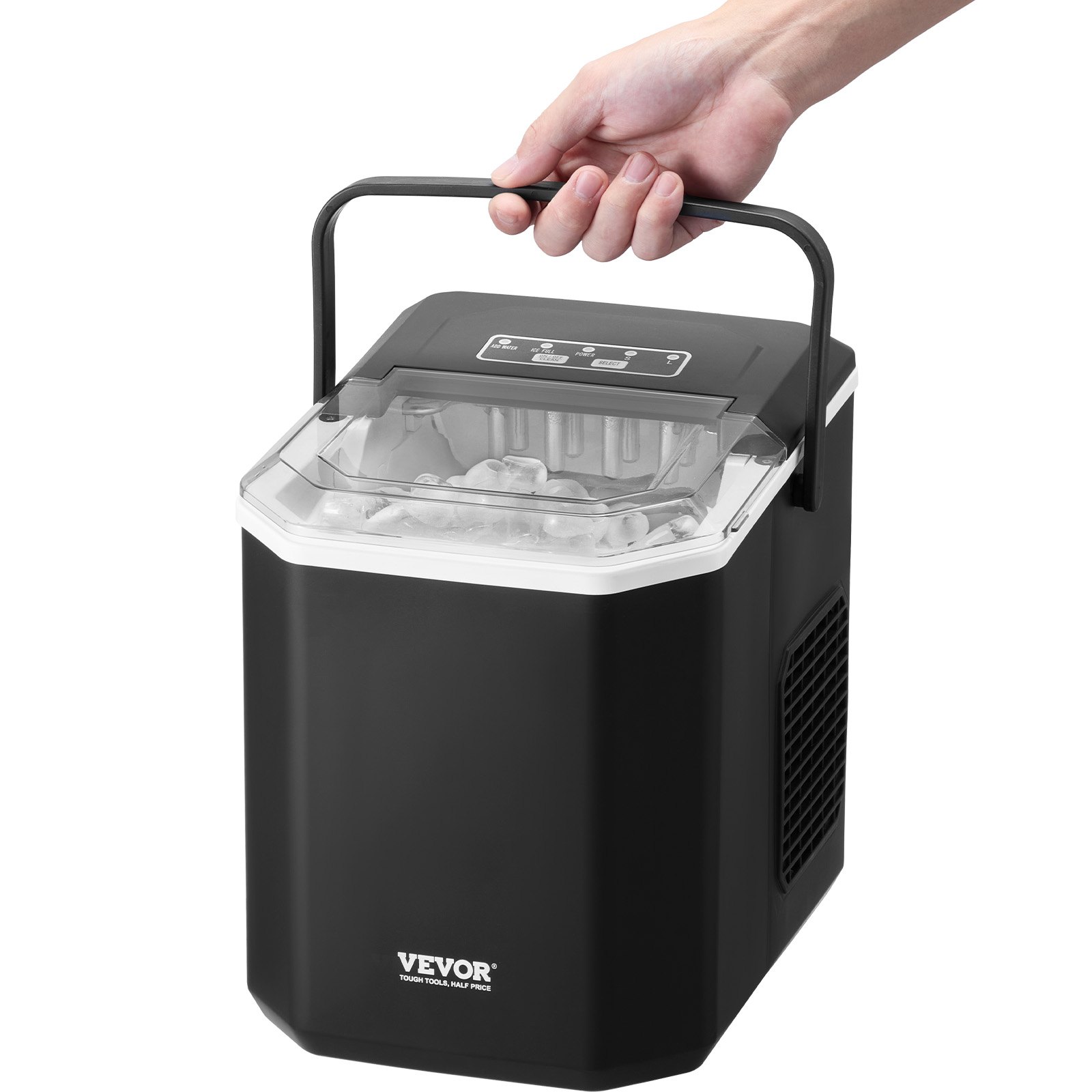 VEVOR Máquina para Hacer Hielo de Encimera, 9 Cubitos Listos en 6 Minutos, con Pala y Canasta para Hielo, con 2 Tamaños de Balas de Hielo para el Hogar, la Cocina, la Oficina, 222 x 294 x 290 mm