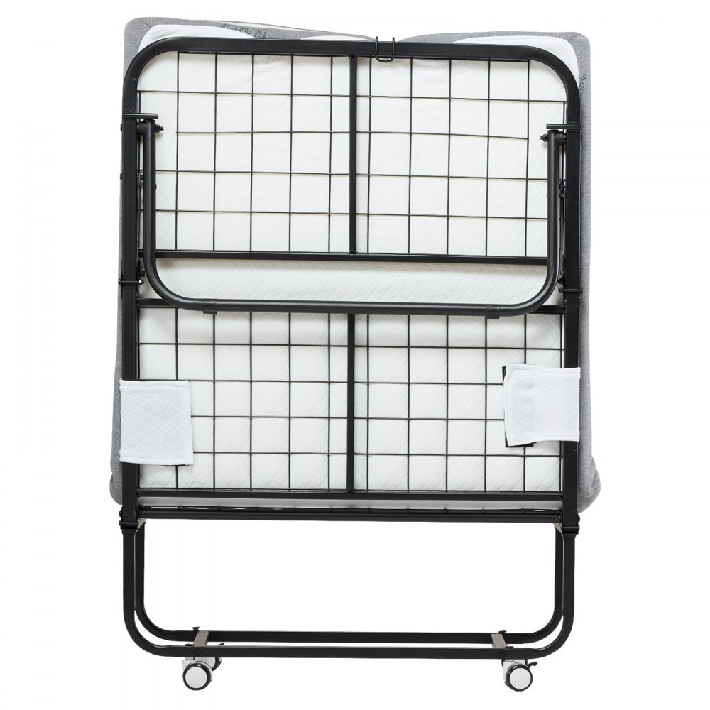 VEVOR Cama Plegable de 790 x 1900 x 396 mm con Colchón de 10 cm, Cama Plegable Individual con Estructura de Metal y Colchón de Espuma Viscoelástica, Cama Plegable de Carga de 136,1 kg, Blanco