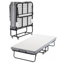 VEVOR Cama Plegable de 965 x 1900 x 396 mm con Colchón de 10 cm Carga de 204,1kg