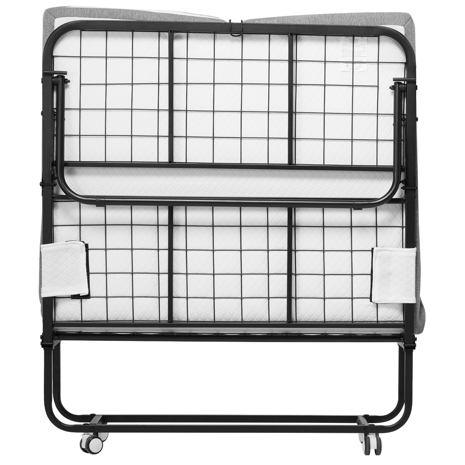 VEVOR Cama Plegable de 965 x 1900 x 396 mm con Colchón de 100 mm, Cama Plegable Individual con Estructura de Metal y Colchón de Espuma Viscoelástica, Cama Plegable de Carga de 204,1 kg, Blanco