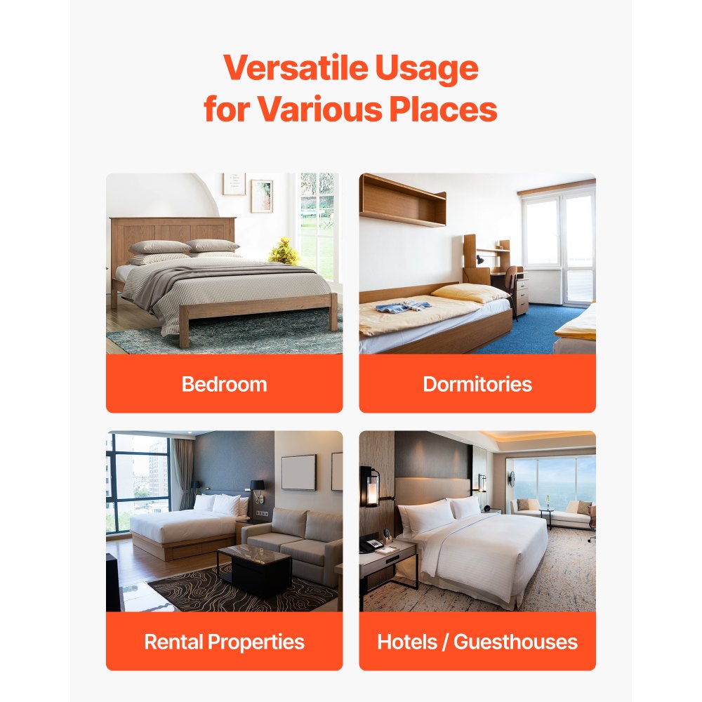 VEVOR Full Size Bunkie Board, 10 mm Foldable Bed Board Slats with Connection, Wooden Mattress Support for Full Size Bed, Support under Mattress Boards, Ready to Use, 8 Piece, Burlywood