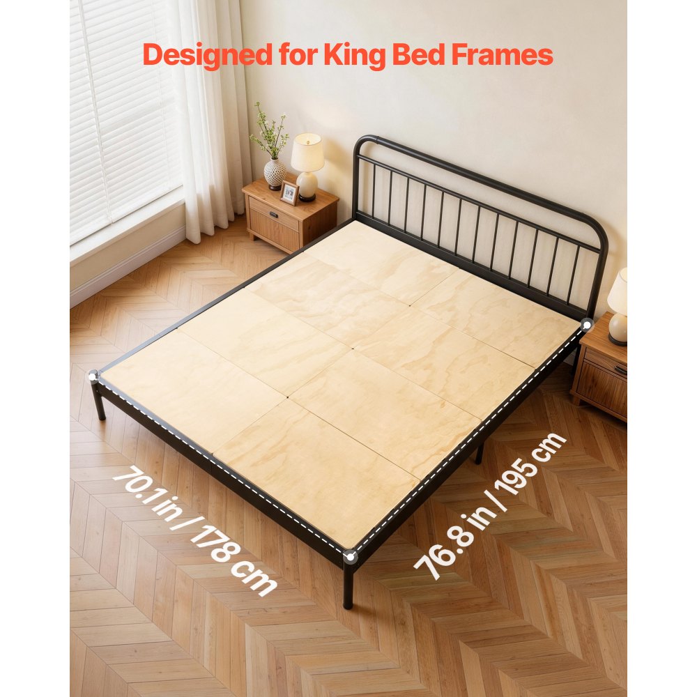 VEVOR Tabla de Cama Plegable, Tamaño de 195 x 178 cm, Soporte para Colchón, con Cintas de Nailon, Material de Madera Contrachapada, Protección de Bordes Redondeados, Somier Plegable para Camas Sofás