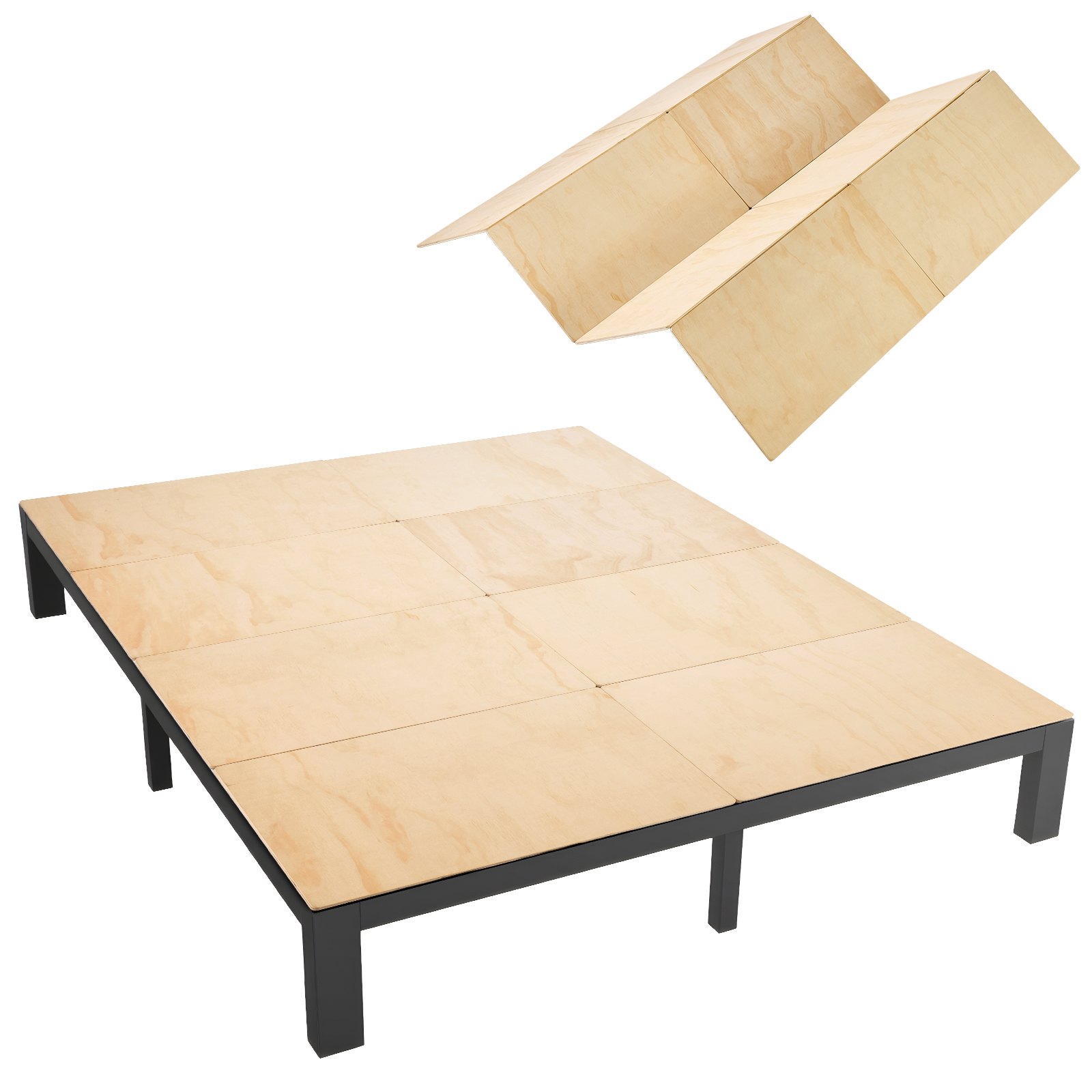 VEVOR Tabla de Cama Plegable, Tamaño de 195 x 178 cm, Soporte para Colchón, con Cintas de Nailon, Material de Madera Contrachapada, Protección de Bordes Redondeados, Somier Plegable para Camas Sofás